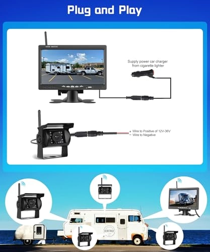 Wireless Backup Camera + IPS Display - IR Night Vision Wireless 1080P