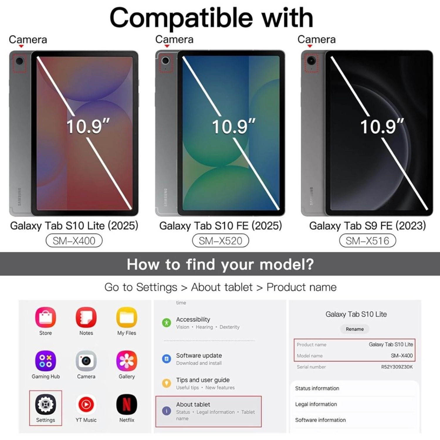 Case with Screen Protector for Galaxy Tab S10 FE