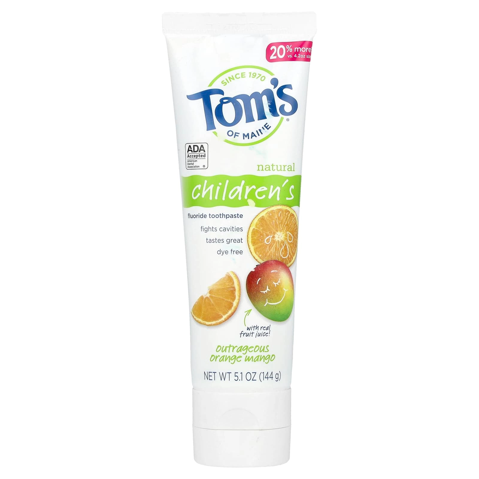 Tom's of Maine Natural Outrageous Orange Mango Toothpaste Children's 144 g