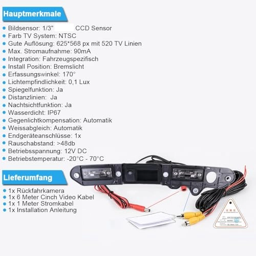 rear view camera - Night vision 1280 x 720 pixels