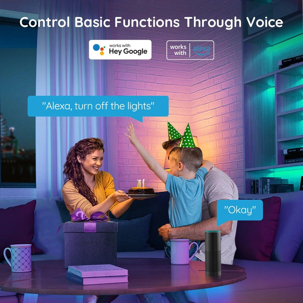 Wi-Fi RGB LED Strip Lights - 16.4ft× 2 Rolls