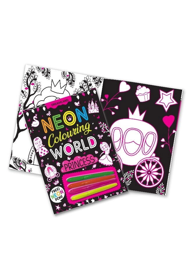 Neon Colouring World - Princess - Colouring Book with Neon Pens | Box Set