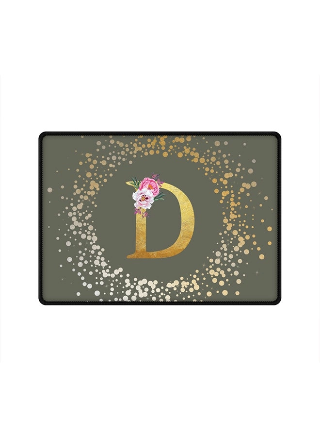 Stylizedd Custom Monogram Initial Letter Floral Pattern D Gaming Mouse Pad - 35x25 cm