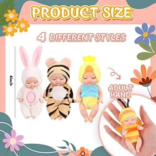 Reborn Baby Doll - 4 Inch Animal Clothes 4 Pcs Bundle