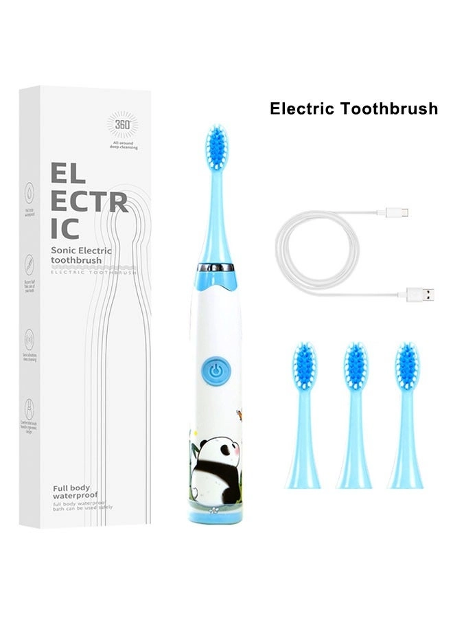 Kids Sonic Electric Toothbrush - USB-C Rechargeable 30s Reminder 4 Brush Heads
