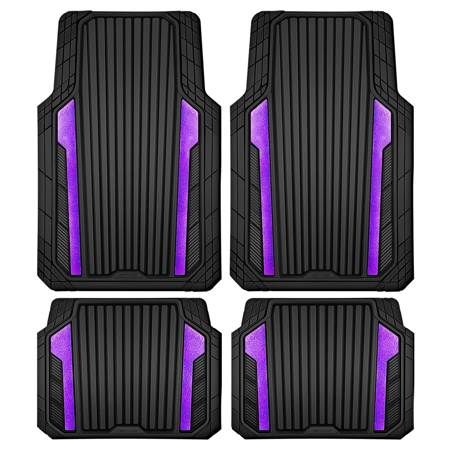 Heavy Duty Rubber Car Mats - Metallic Waterproof Universal