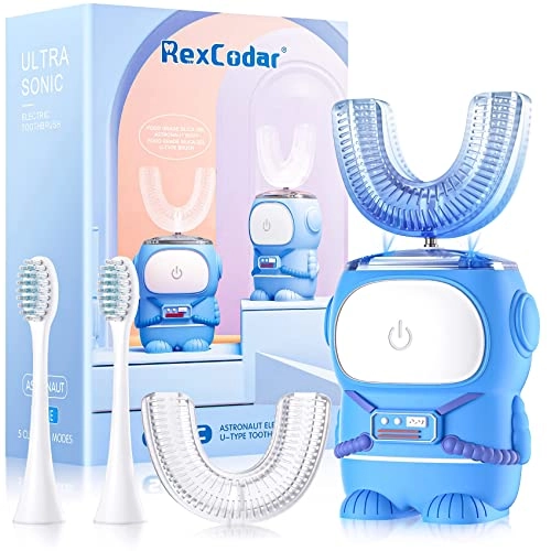 Ultrasonic Kid's U-Shaped Electric Toothbrush - IPX7 Waterproof Five Cleaning Modes 60S Smart Reminder