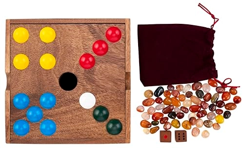 The Pig Hole/Stones - Walnut Wood Box 60 Semi-Precious Stones