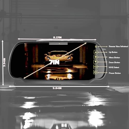 TFT LCD Car Rearview Mirror Monitor - Wide Screen 2 Video Inputs