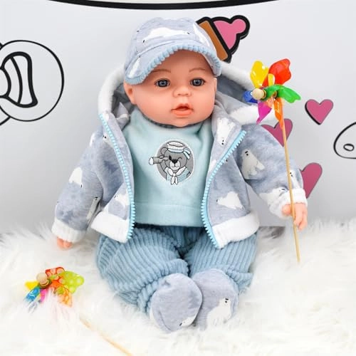 Baby Doll - 46cm Grey With Cap 16 Baby Sounds