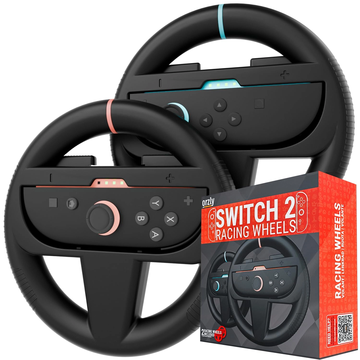 Orzly Steering Wheels - Nintendo Switch 2 Twin Pack