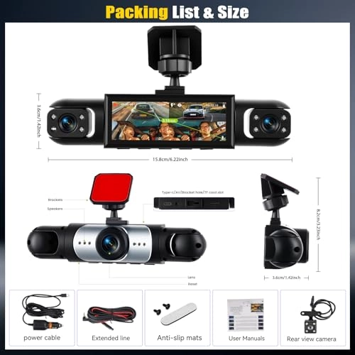 360° 4 Channel Car Dashcam - 1080p