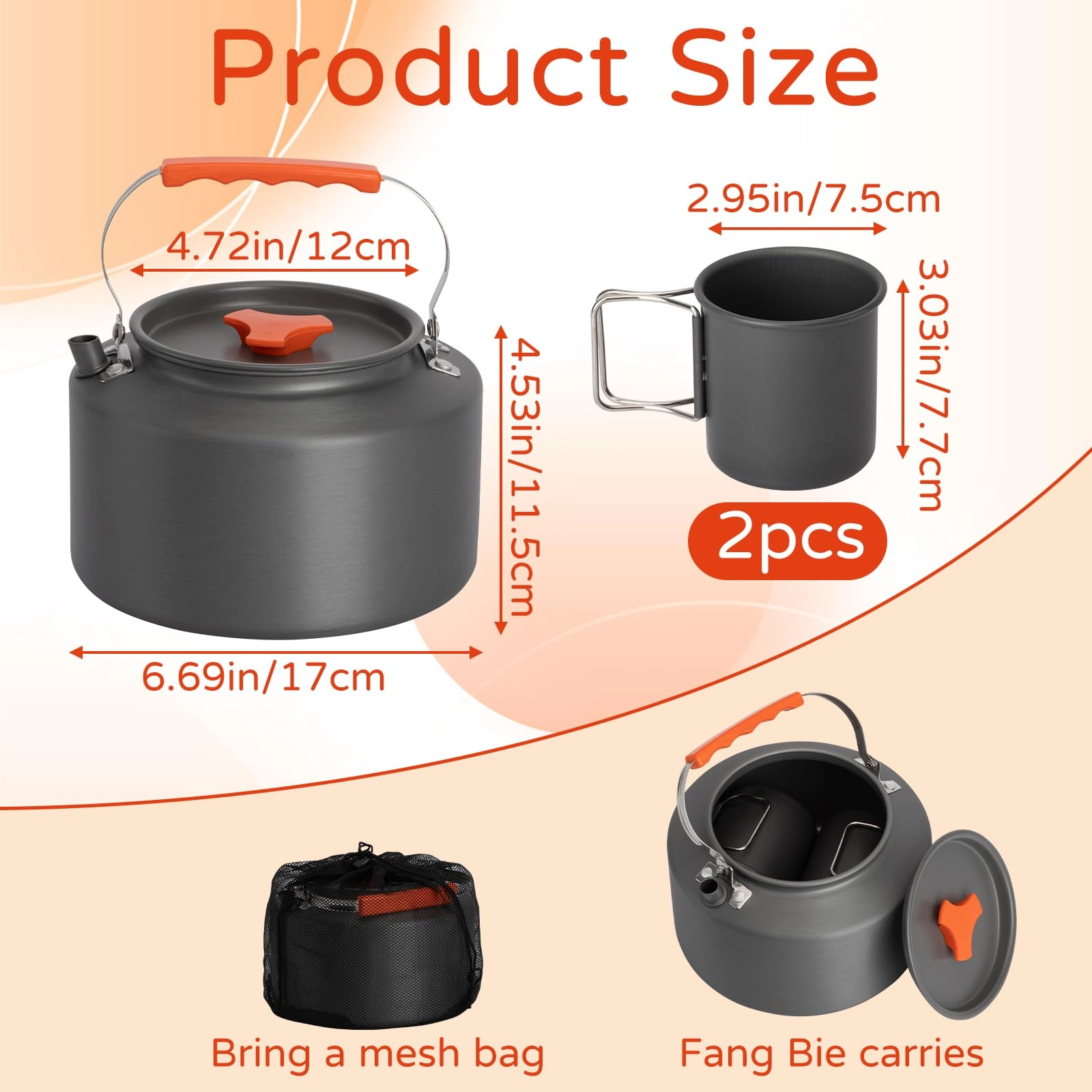 Camping Kettle - 3 piece(s) 2.5 Liters