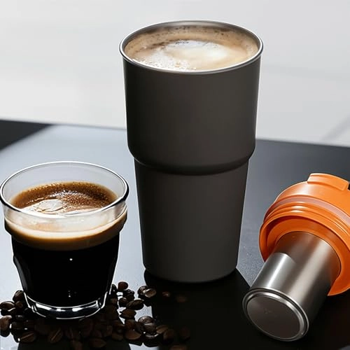 2 in 1 Car Coffee Maker - 160ml capsules ground coffee