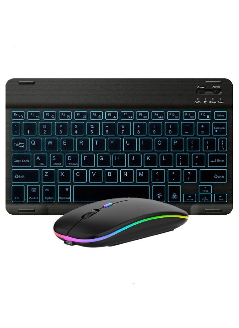 Captaintech Bluetooth Keyboard - 7-Color Backlit + Mouse - USB Bluetooth