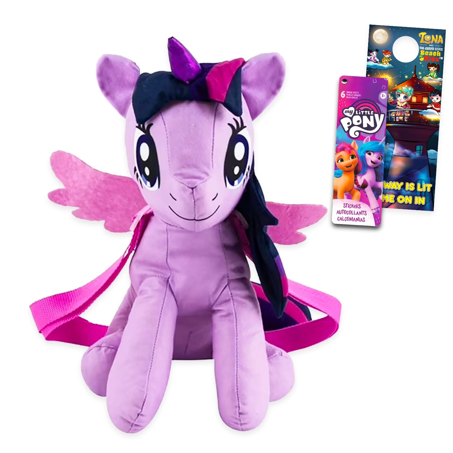 Officially Licensed Components Twilight Sparkle Plush Doll 40.6 cm - Backpack Stickers Bundle