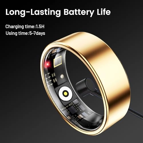 Smart Ring Health Tracker - Black 7 Long-Lasting Battery