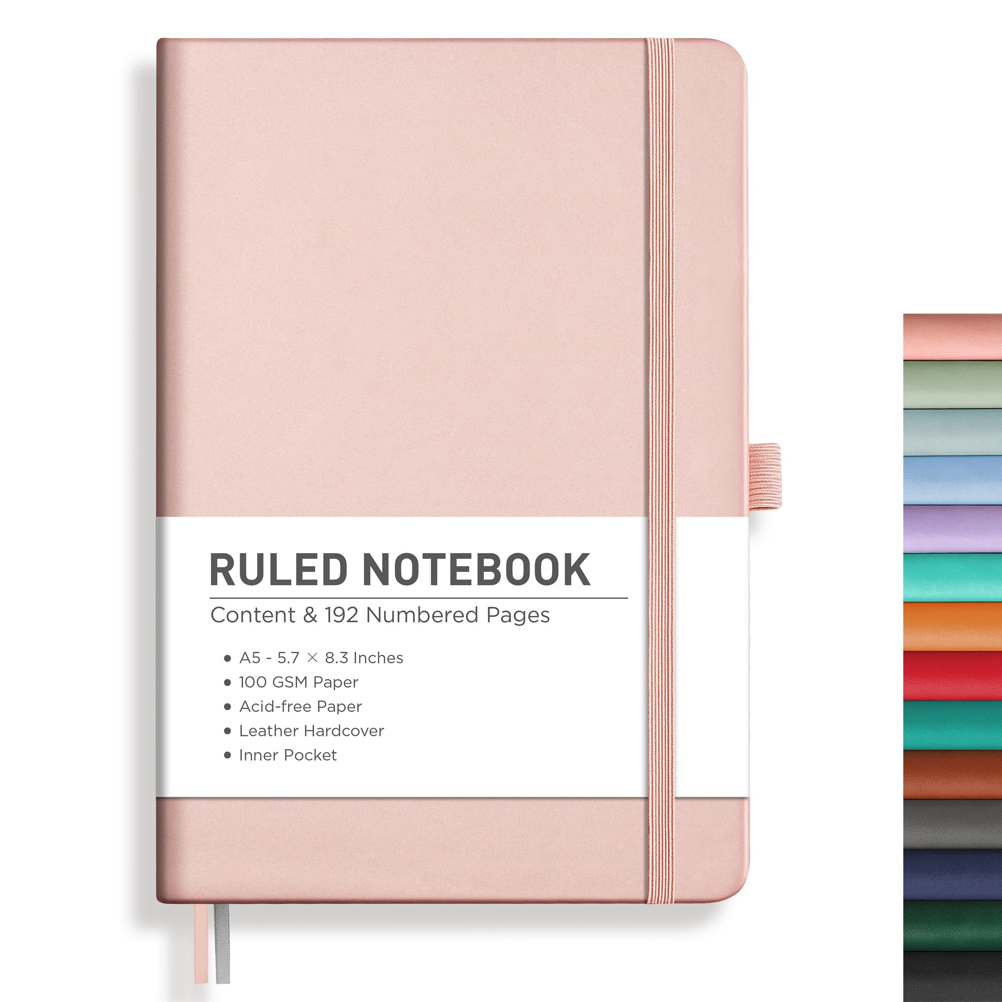 rettacy Lined Journal Notebook A5 Hardcover - Lined 192 Pages