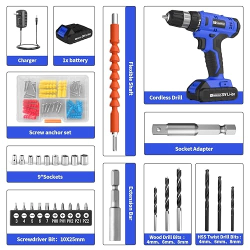 Cordless Drill Set - 2 Amp Hours 20 Volts
