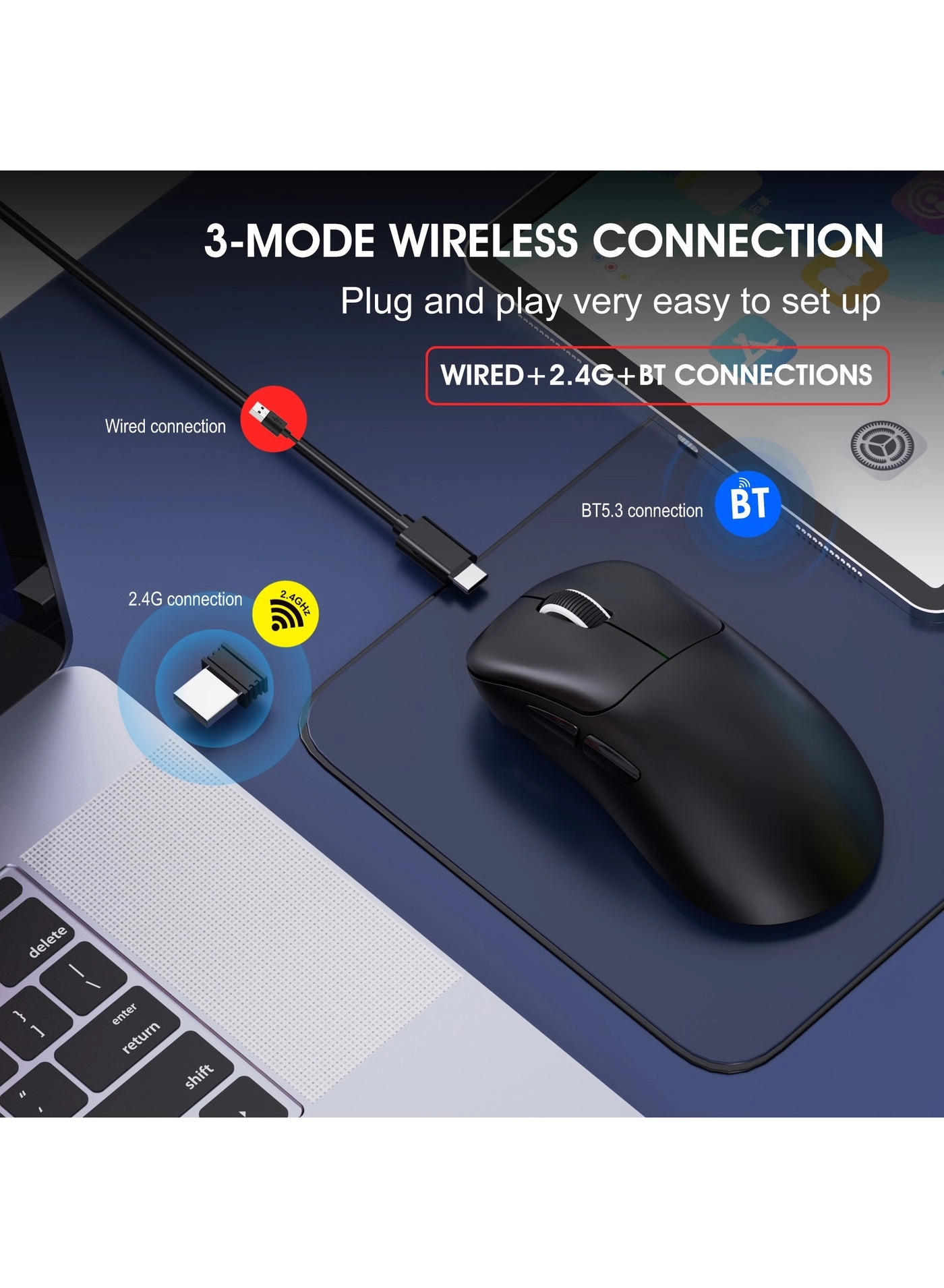 GM700 Mouse - Bluetooth 2.4G Wired