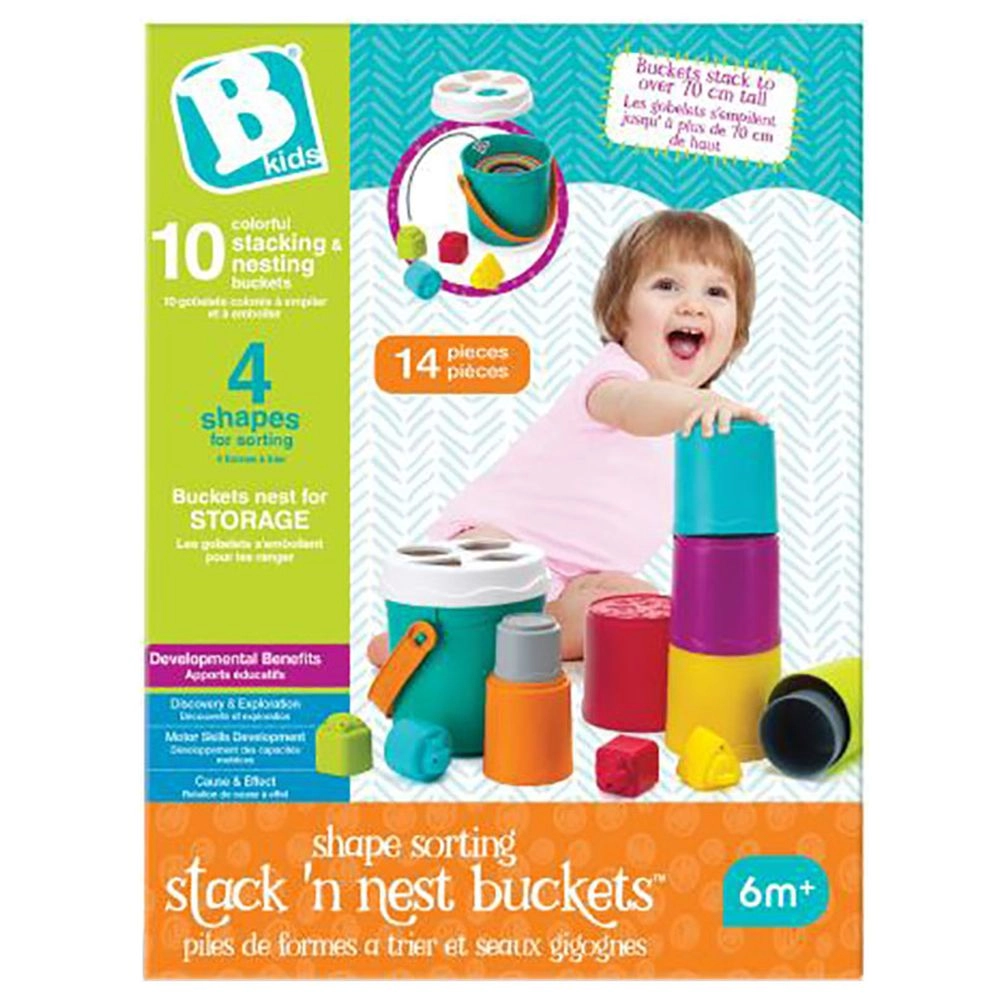 Shape Sorting Stack N Nest Buckets - Suitable for 6 months & above 14 pieces