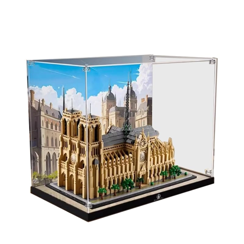 HCAEIOFJ Lego Architecture Display Case - 19.68x11.81x19.68in.(50x30x50cm) Black Bottom+background1