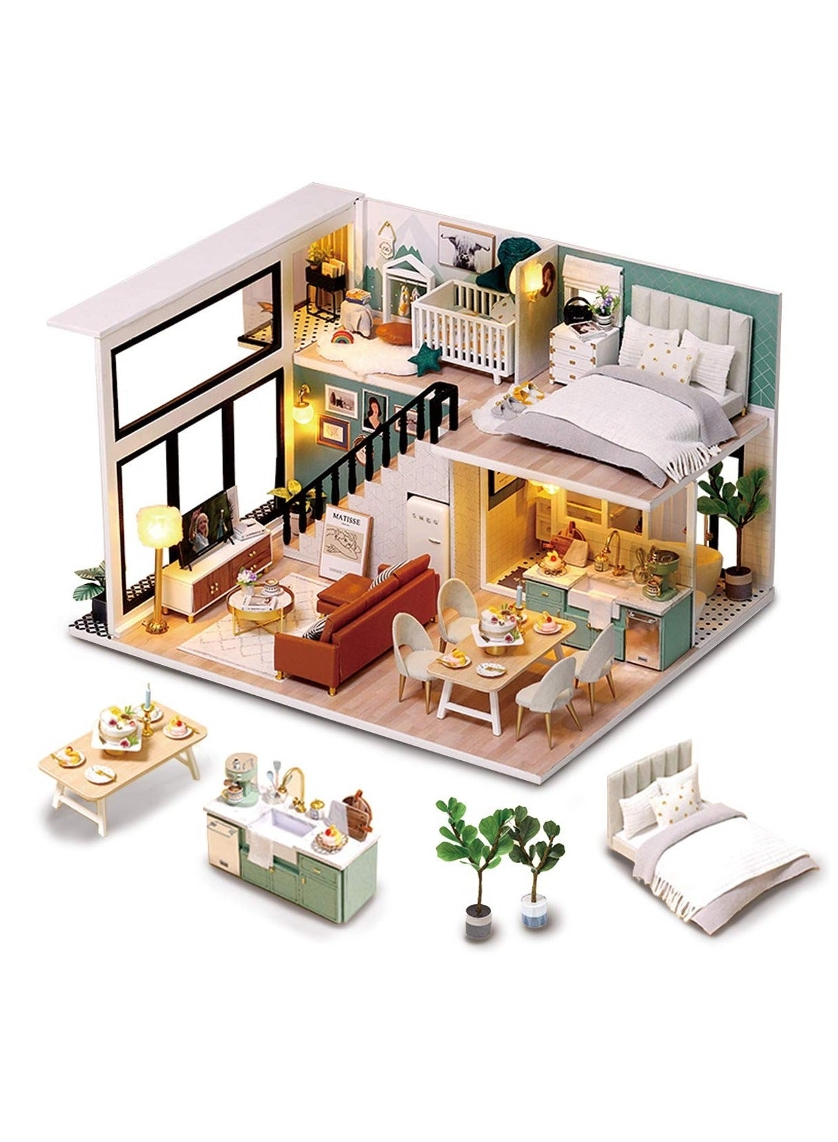 NIBEMINENT Miniature Dollhouse Kit - Villa 1:24 Scale