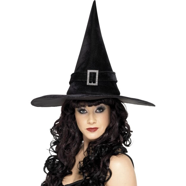 Smiffys Witch Hat - Diamante Buckle Black