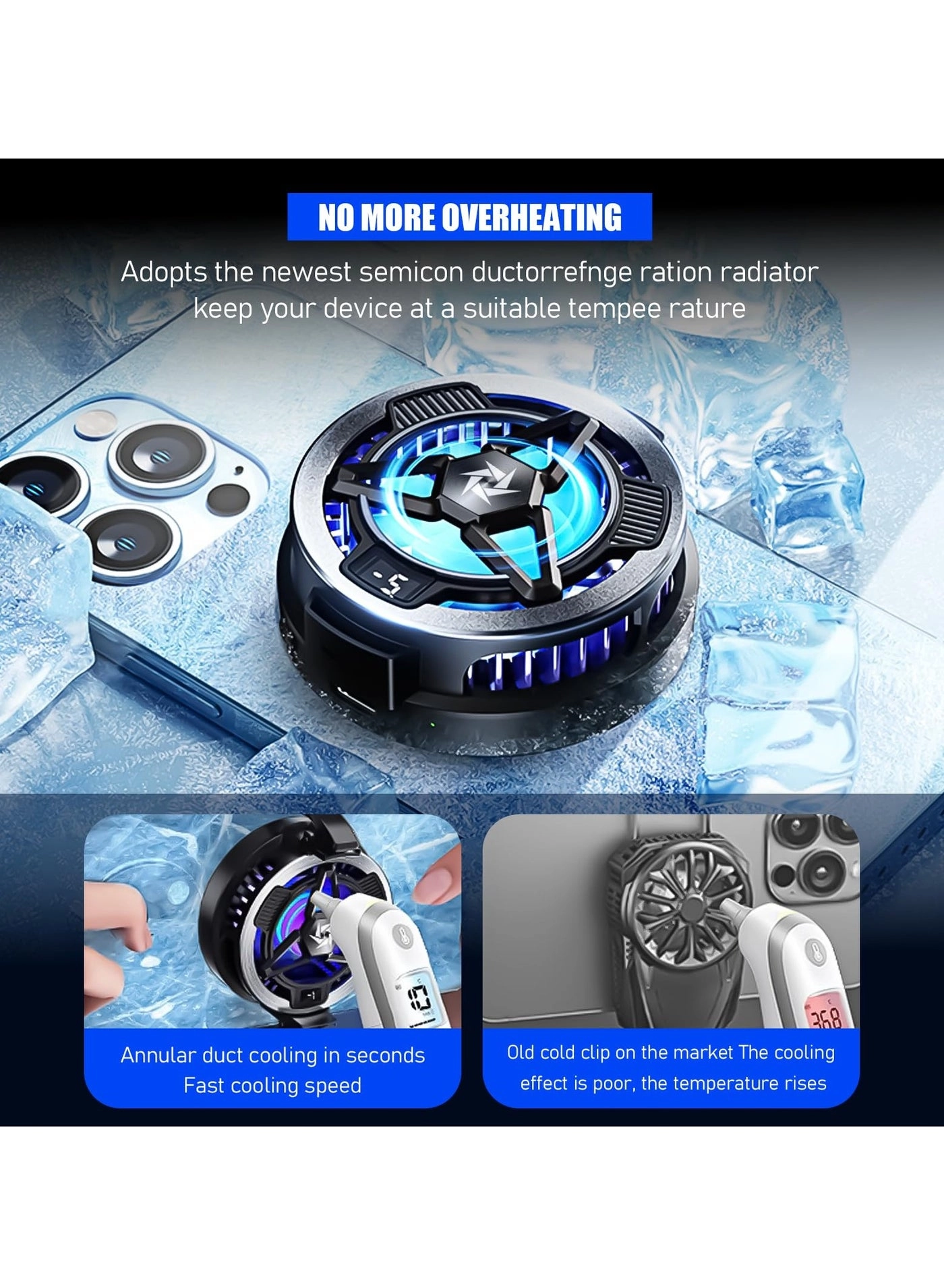 Phone Cooler Fan - Magnetic Built-In Battery iPhone Compatible