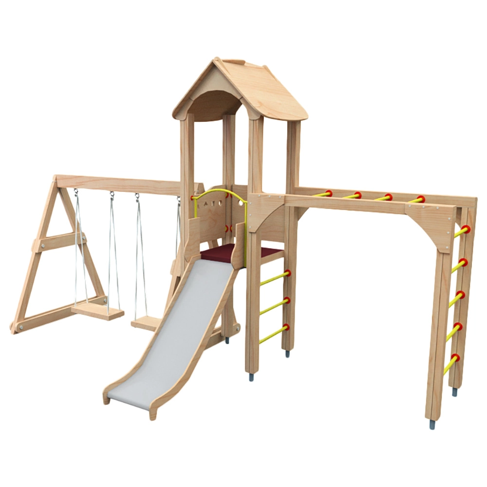 MOONKIDS Playhouse - Platform Wall Ramp Slide Swing
