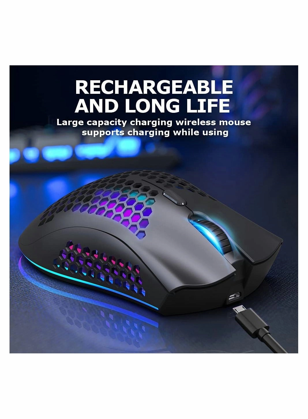 Ergonomic RGB Wireless Gaming Mouse - Wireless