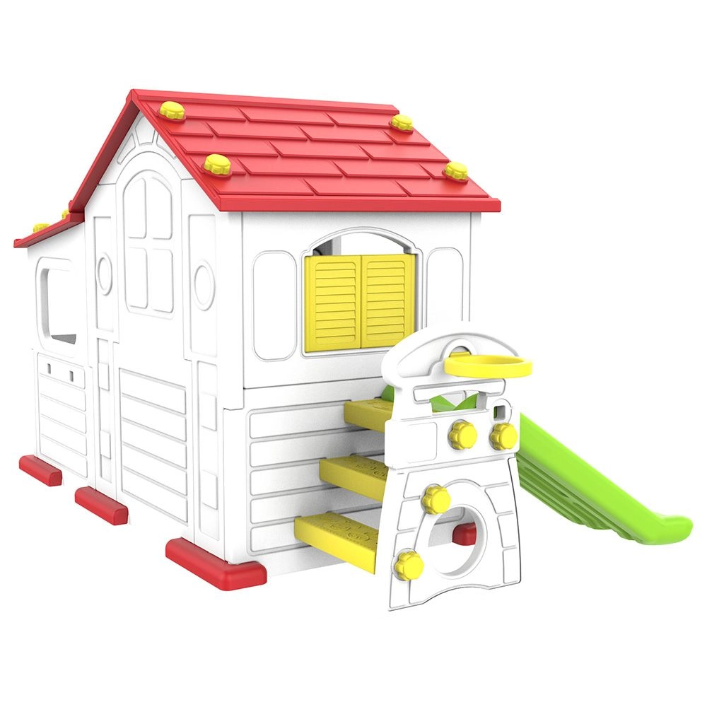 Tomo Big Playhouse - Slide Basketball Ring Multi Colour