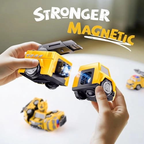 5 In 1 Magnetic Transform Construction Trucks - Yellow Easy DIY Assembly