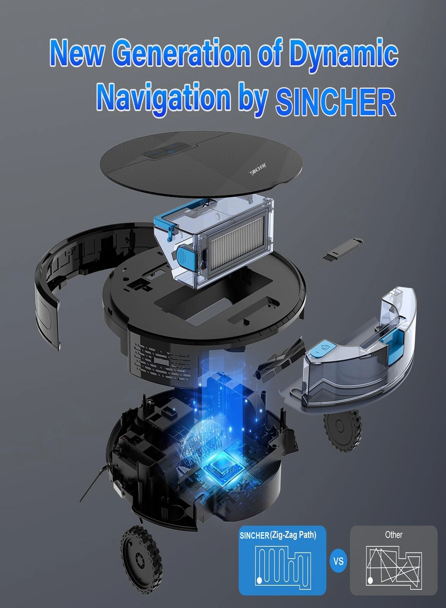 SG50 Robot Vacuum - With Mop, Self-Charging