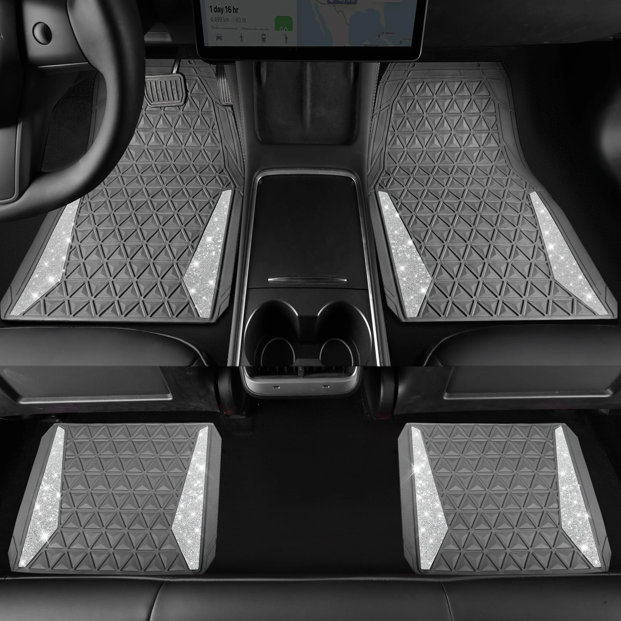 Bling Diamond Car Mats - 4.0 Count Universal Fit