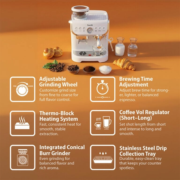 NL-COF-7066 - Built-In Grinder & Milk Frothing