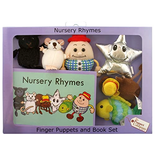 The Puppet Company Nursery Rhymes Book - 14cm x 20cm + Finger Puppets - Character heights range from 8"" to 4""