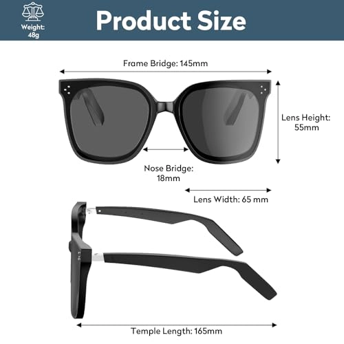 Smart Bluetooth Glasses - UV400 Polarized Built-in Mic & Bluetooth 5.3