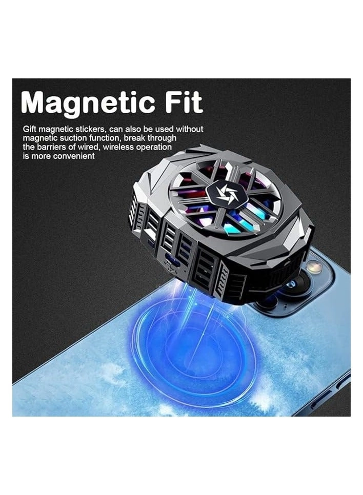 Wireless Phone Cooler Fan - Magnetic Built-in Battery Compatible with iPhone Samsung Google Pixel
