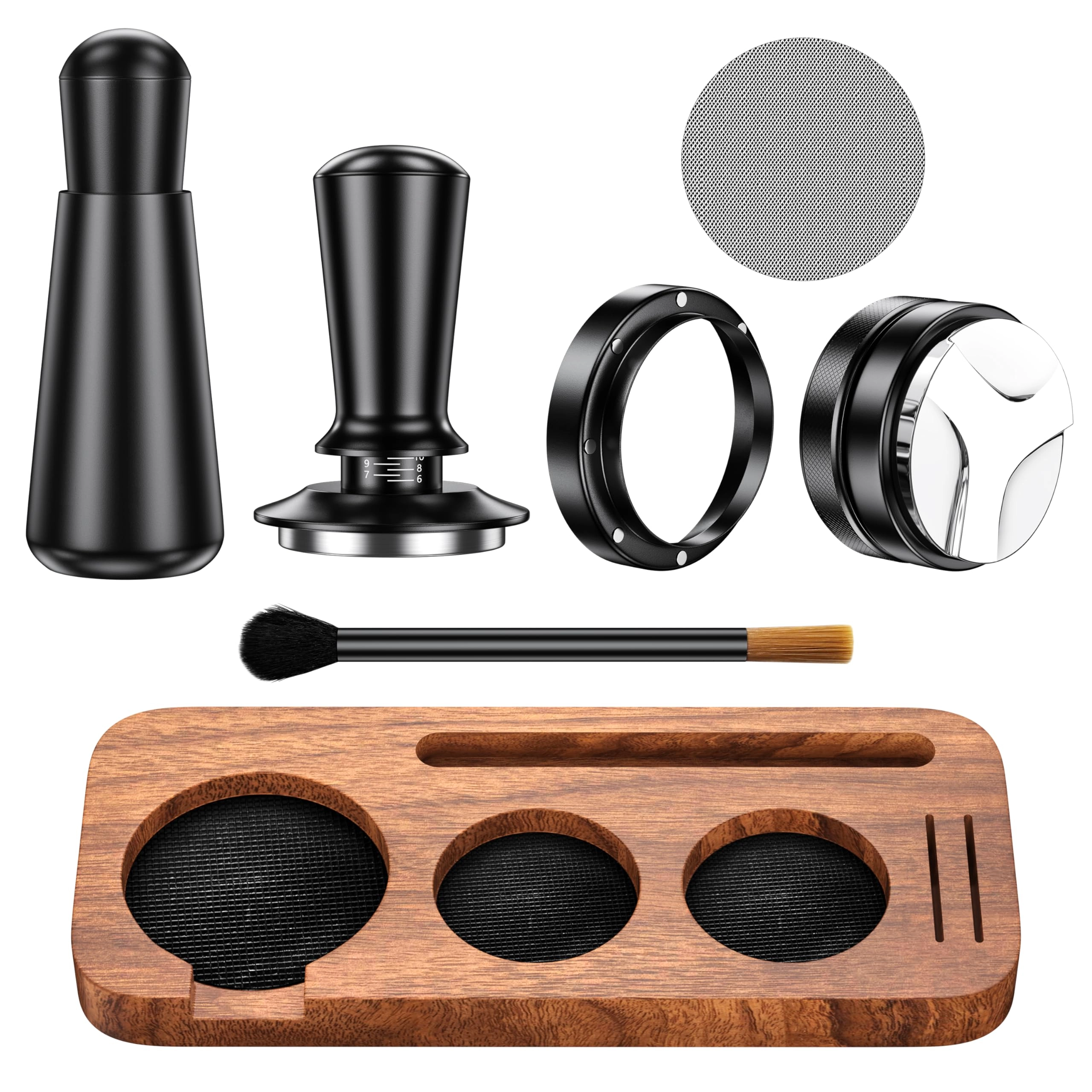 yozyu Espresso Accessories Kit + Espresso Tool Kit - 58mm + Espresso Tamping Station + Coffee Distributor Tamper + WDT Tool + Dosing Funnel + Expresso Puck Screen