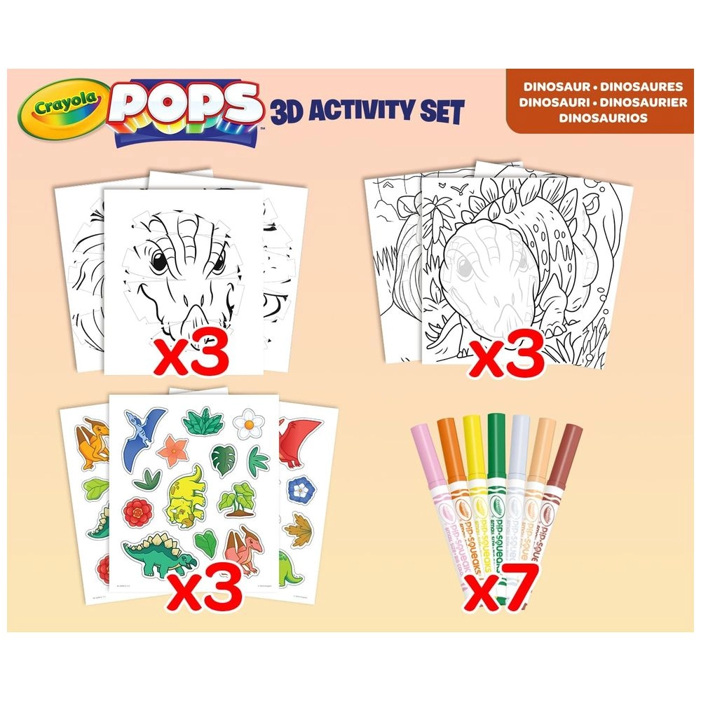 Pops 3D Dinos - 7 washable markers
