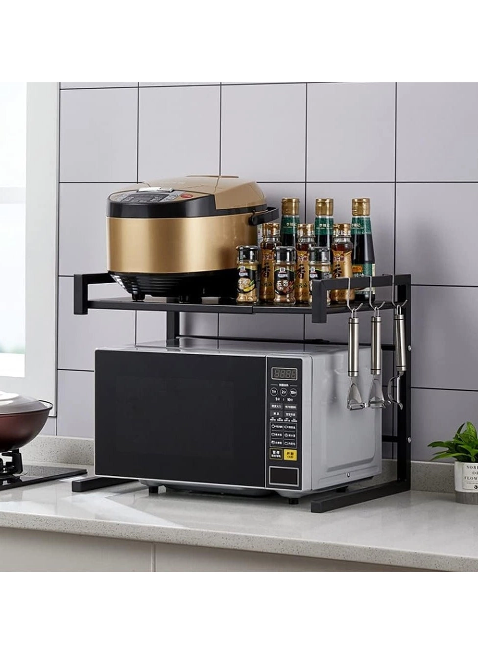 Microwave Rack - 2 Shelf Up to 25kg Black