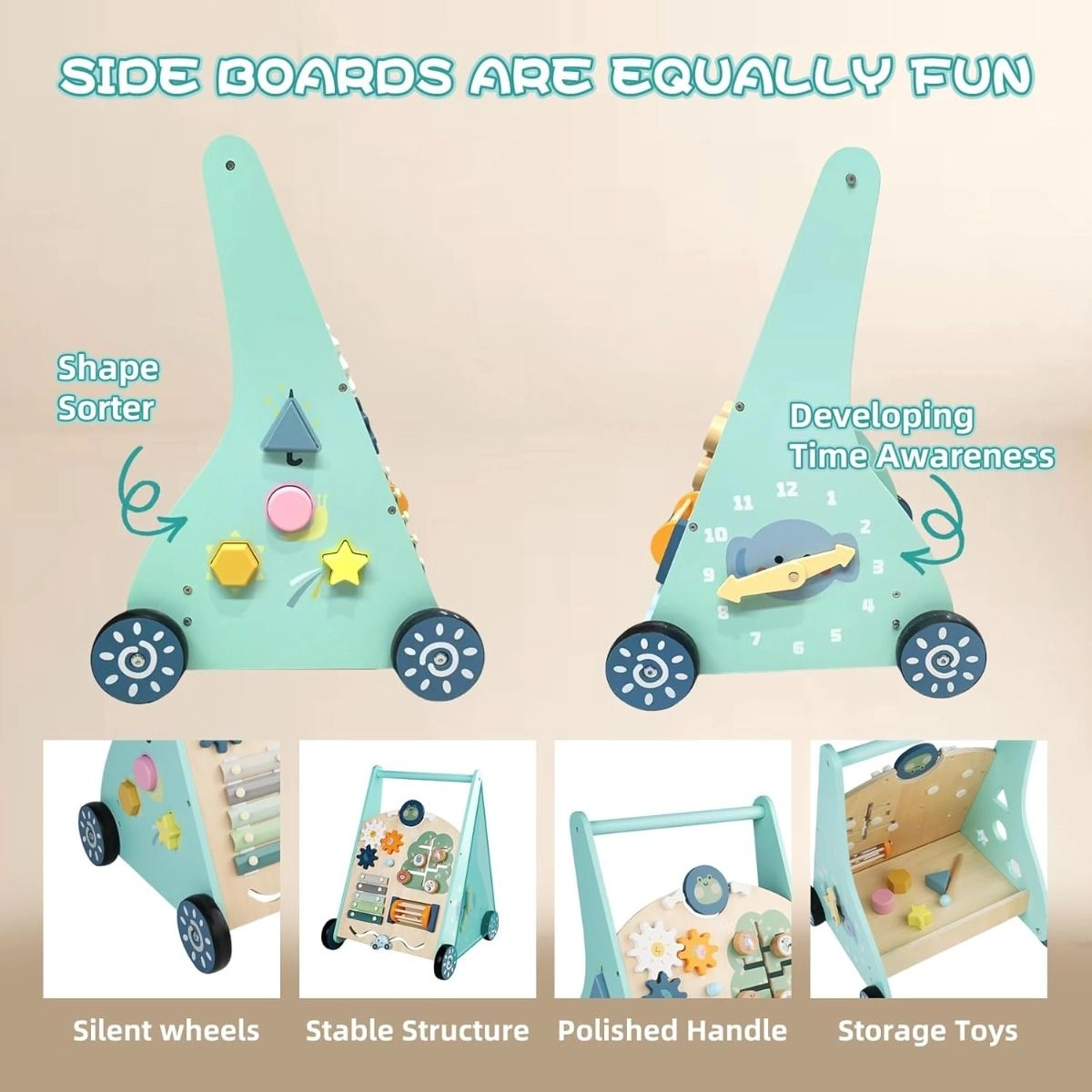 Enzo Wooden Baby Walker - 5-in-1 Activity Center