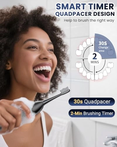 Electric Toothbrush with Water Flosser Combo - 3 Modes 5 Speeds Black