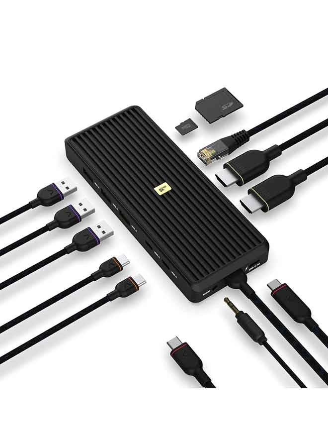 12 Port USB-C Hub - Black
