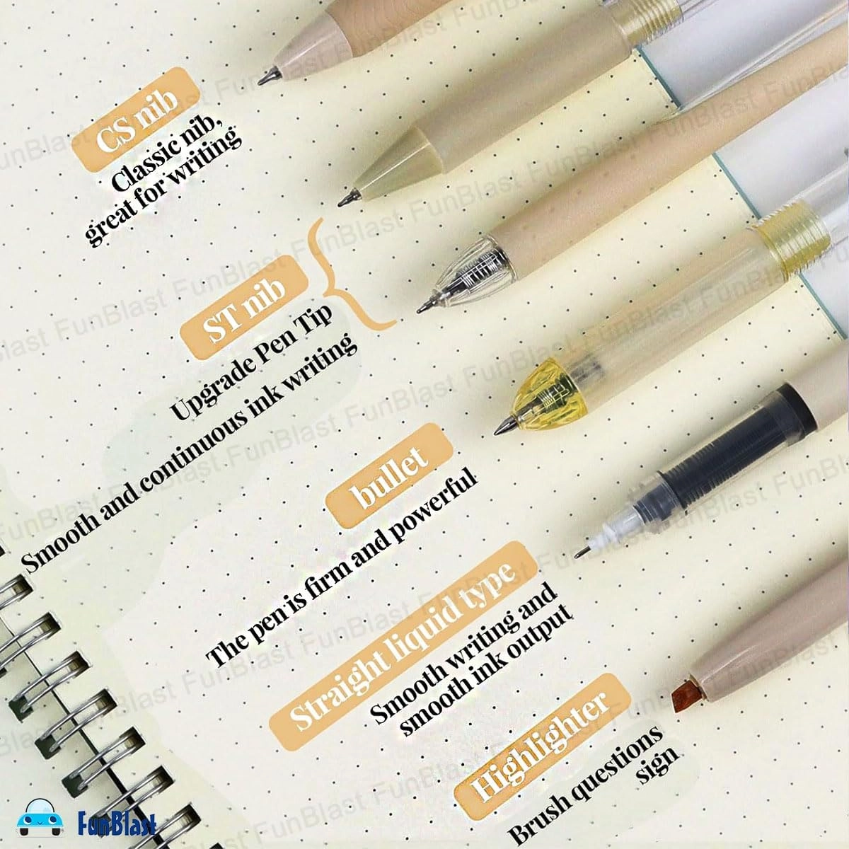 Gel Pens - 5 Pcs 0.5 Millimeters