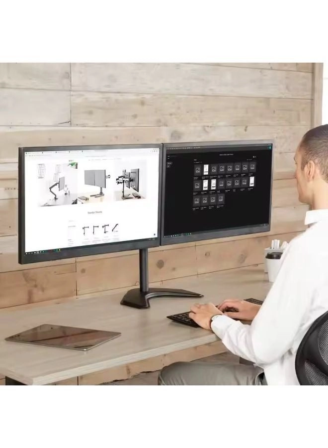 Double Arm Desk Stand - two 17 to 32 inch 75x75mm 100x100mm
