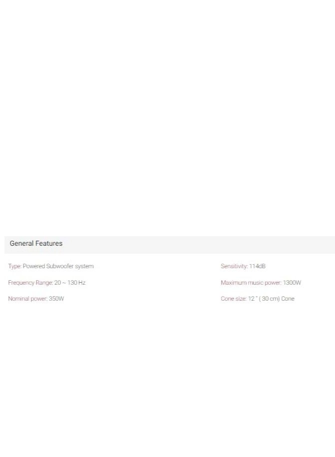 TS-WX300TA - 12″ Bass-Reflex Tube Type Active Subwoofer