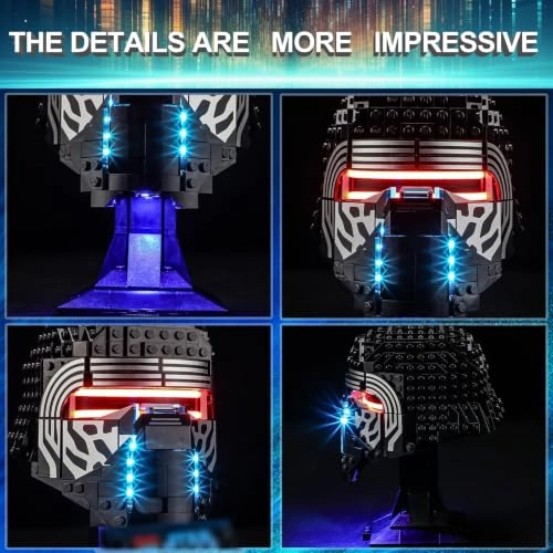 LED Light Kit for Lego 75415 Kylo Ren Helmet - White Battery Powered
