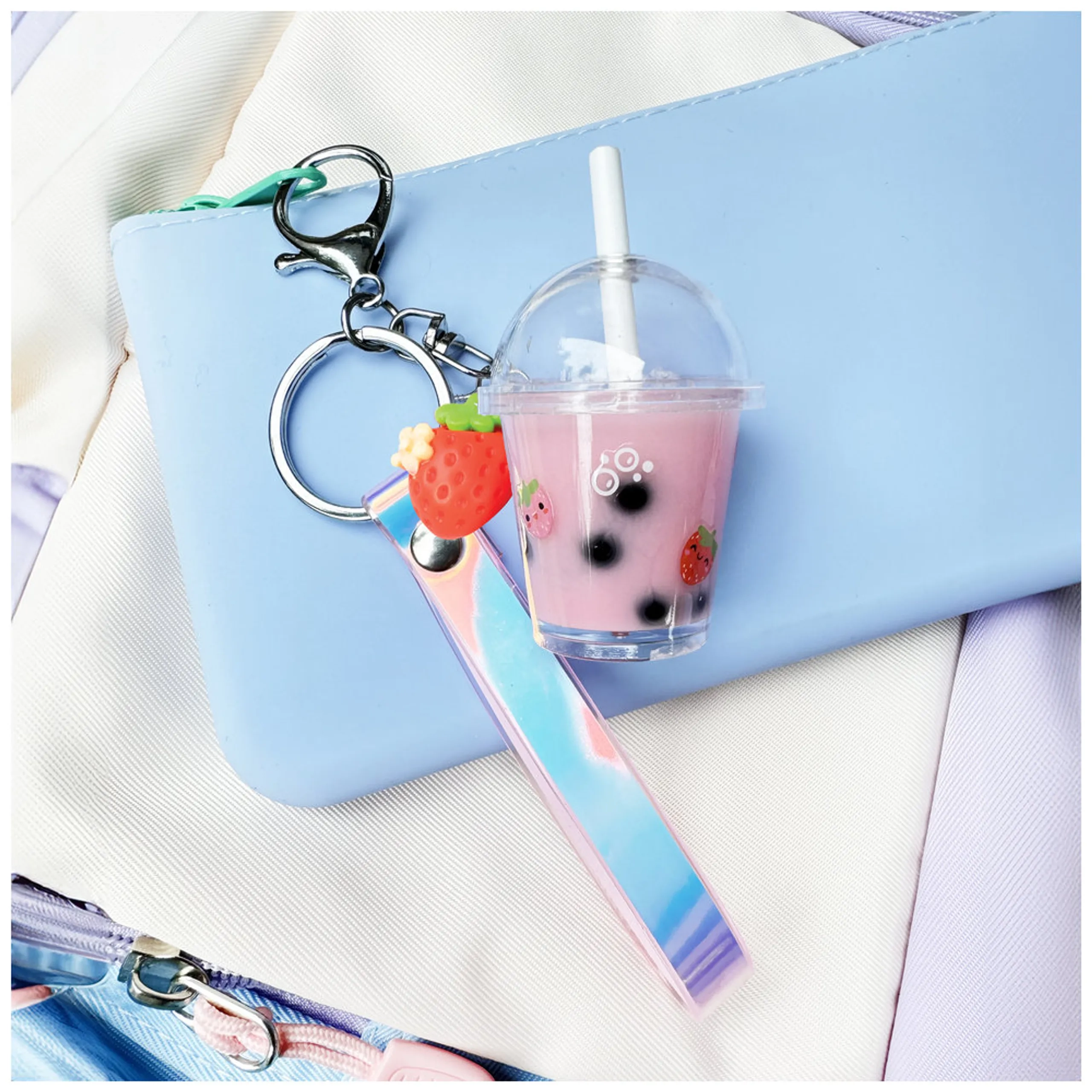 Bag Charm Kit - Strawberry Bubble Tea